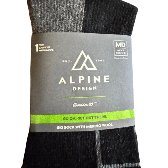 Alinpine Design Heavy Weight Calf Cut Large Men's 8-12 Boot Sock Merino Wool NWT - Picture 2 of 4